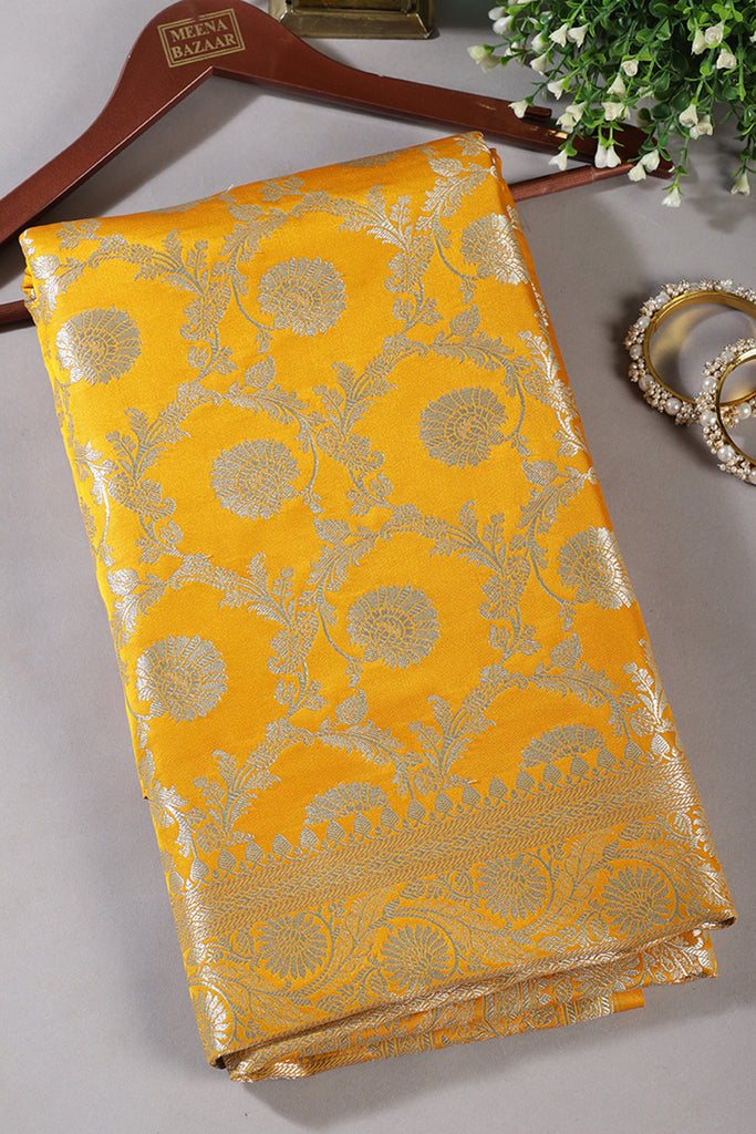 Mustard Zari Woven Banarasi Silk Saree