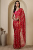 Rani Chiffon Floral Zari Border & Floral Printed Saree