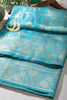 Teal Color Raw Silk Zari Woven Saree