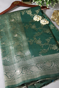 Bottle Green Color Zari Woven South Silk Saree