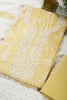 Pale Yellow Colour Cotton Printed & Resham Neck Embroidered Unstitched Suit