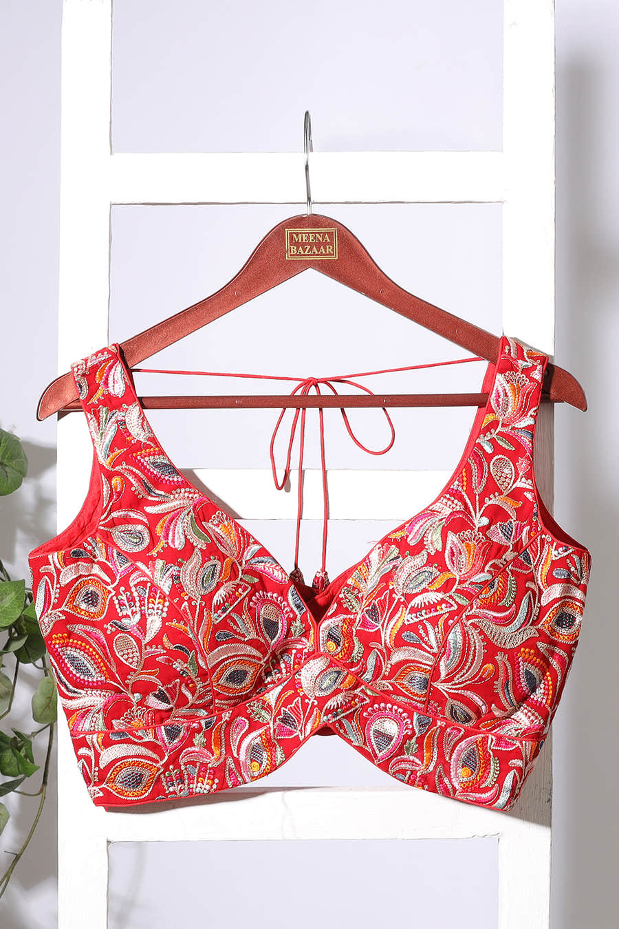Red Georgette Resham And Sequins Embroidered Readymade Blouse