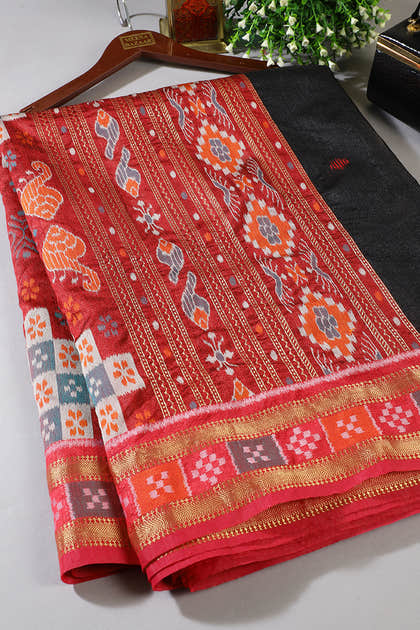 Black Tussar Silk Reham Woven Saree