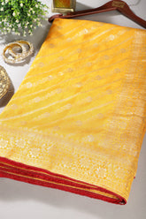 Mustard Color Banarasi Woven Tussar Silk Saree