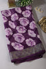 Purple Chiffon Floral Printed Saree