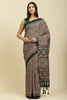 Bottle Green Cotton Silk Ajrakh Block Printed Saree