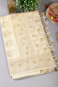 Cream Silk Floral Zaal Woven Banarasi Saree