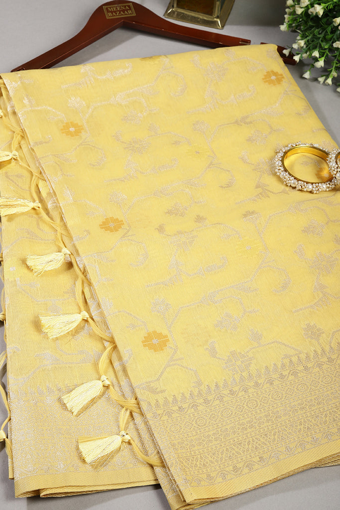 Yellow Color Kota Woven Silk Saree