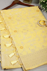 Yellow Color Kota Woven Silk Saree