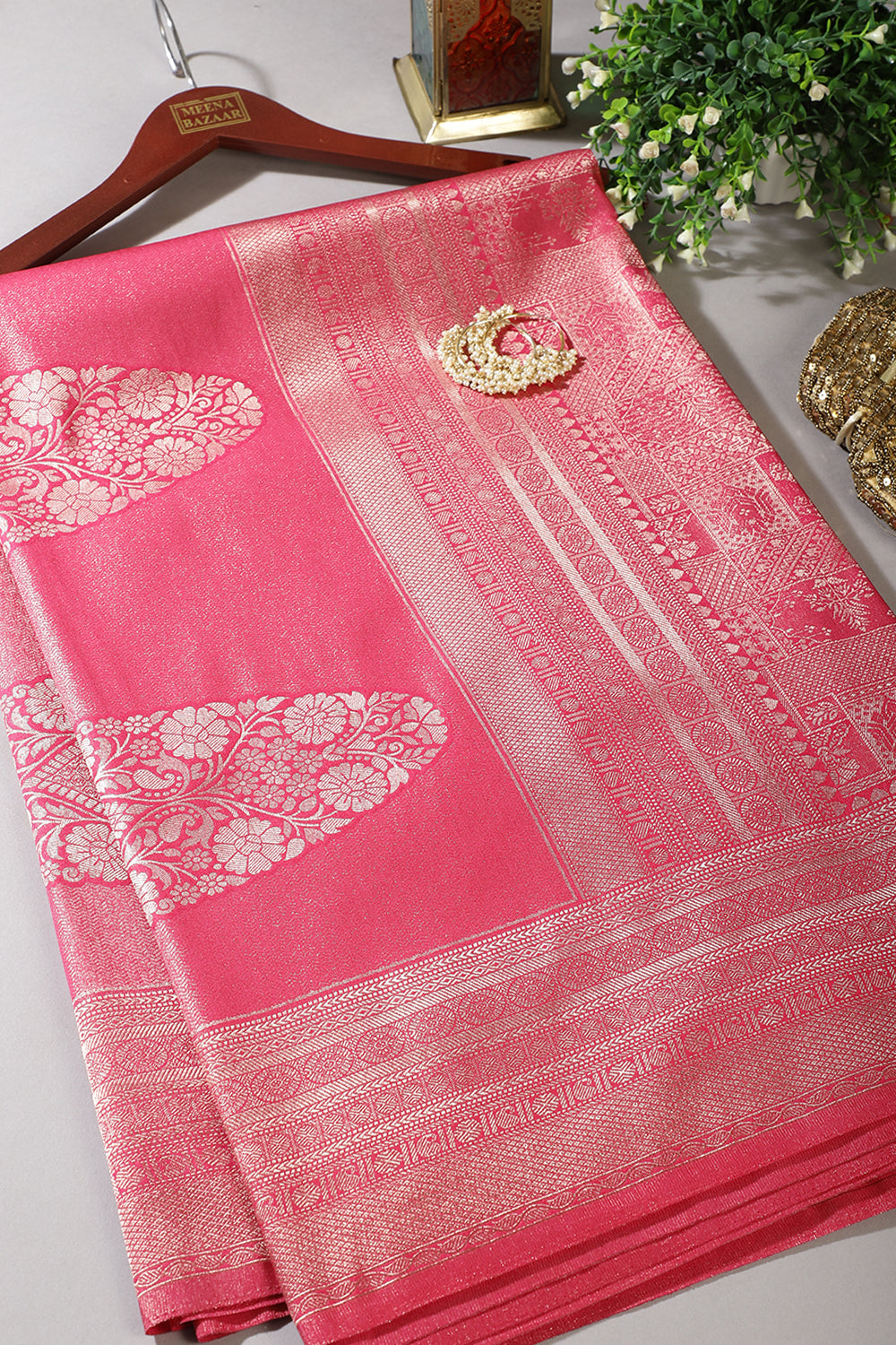 Magenta Pink Soft Silk Zari Woven Saree
