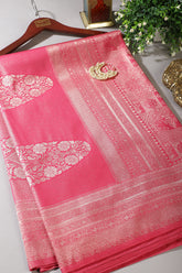Magenta Pink Soft Silk Zari Woven Saree