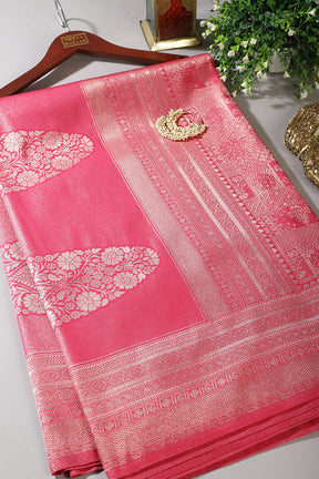 Magenta Pink Soft Silk Zari Woven Saree