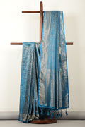 Blue Zari Woven Soft Silk Saree