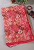 Hot Pink Color Floral Printed Chiffon Saree