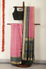 Dusty Pink & Green Dual Toned Tussar Silk Patola Woven Saree