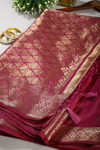 Mulberry Colour Silk Woven Saree