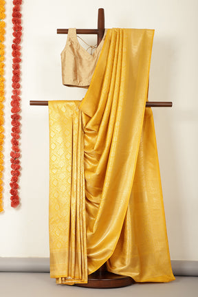 Mustard Soft Silk Zari Woven Saree