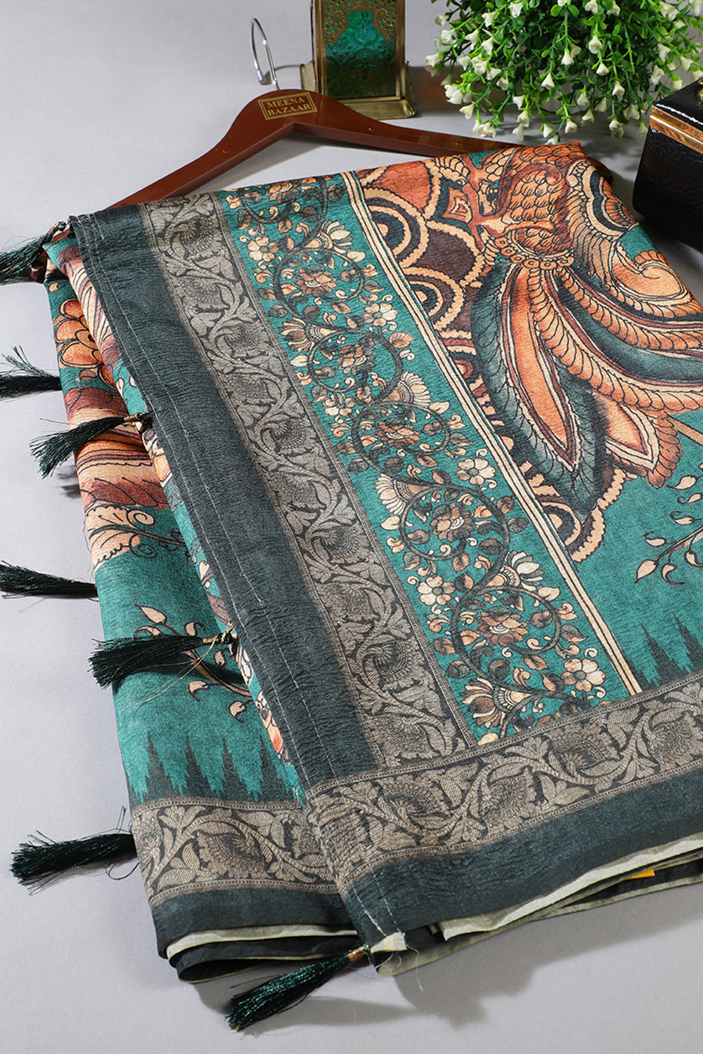 Green Tussar Silk Digital-Inspired Printed Saree