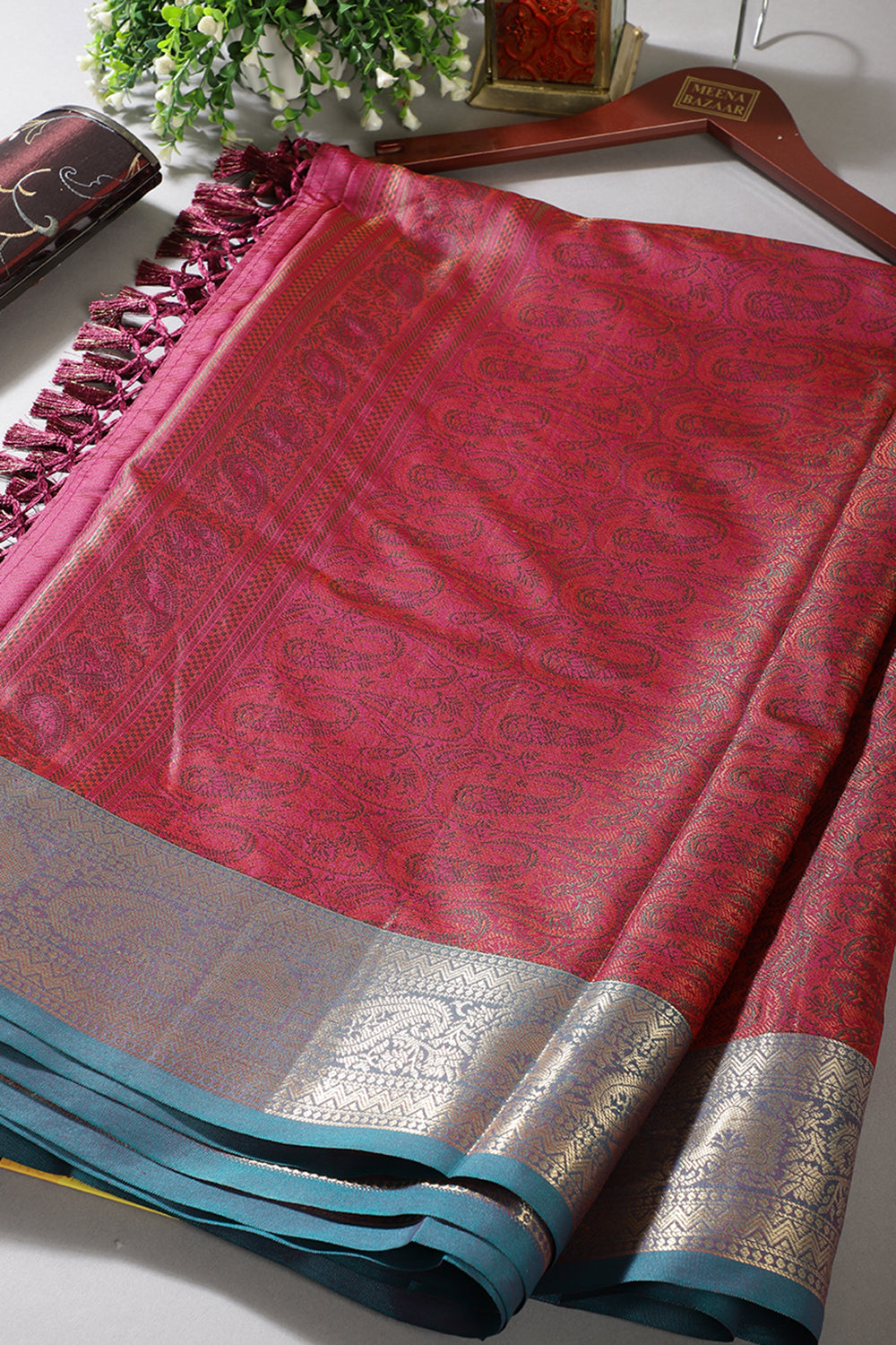 Magenta Cotton Silk Resham & Zari Woven Saree