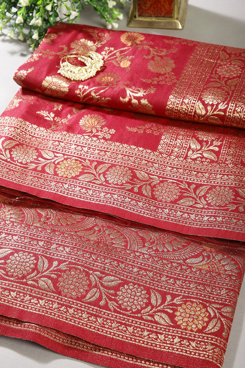 Maroon Color Raw Silk Woven Saree