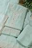 Sea Green Chanderi Silk Resham Embroidered Unstitched Suit Material