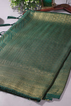 Bottle Green Colour Soft Silk Leheria Zari Woven Saree