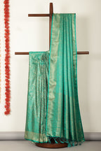 Teal Green Zari Woven Soft Silk Saree