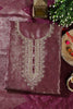 Wine Silk Zari Woven And Embroidered Unstitched Suit Material