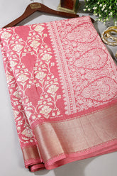 Faded Red Color Cotton Silk Block Printed Saree
