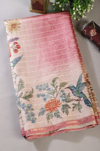 Dusty Pink Tussar Silk Printed Saree