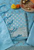 Light Blue Silk Zari Woven Unstitched Suit Fabric
