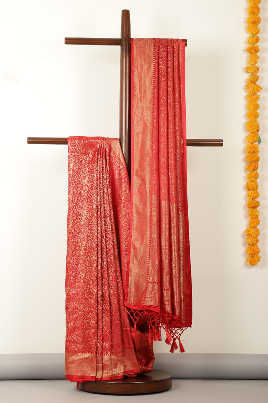 Red Zari Woven Soft Silk Saree