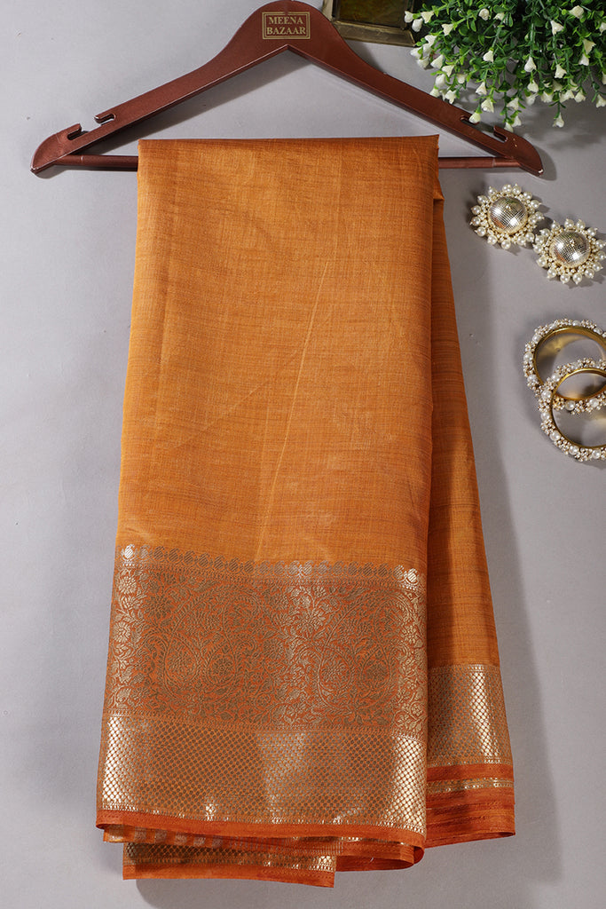 Mustard Cotton Silk Woven Saree