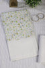 White & Green Cotton Floral Printed and Resham Embroidered Unstitched Suit Material