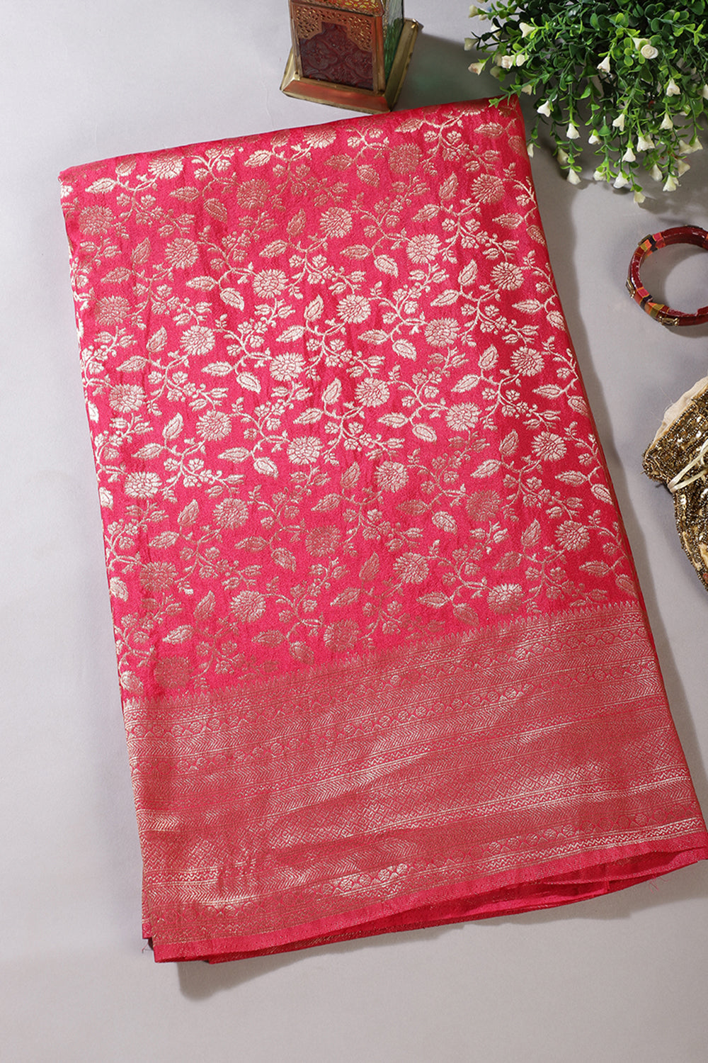 Rani Lightweight Banarasi Silk Weaving Saree