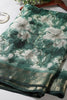 Bottle Green Color Chiffon Floral Printed Saree