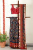 Navy Kalamkari Printed Cotton Saree