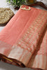 Peach Zari Woven Silk Saree