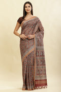 Maroon Cotton Silk Floral Boota Printed Saree