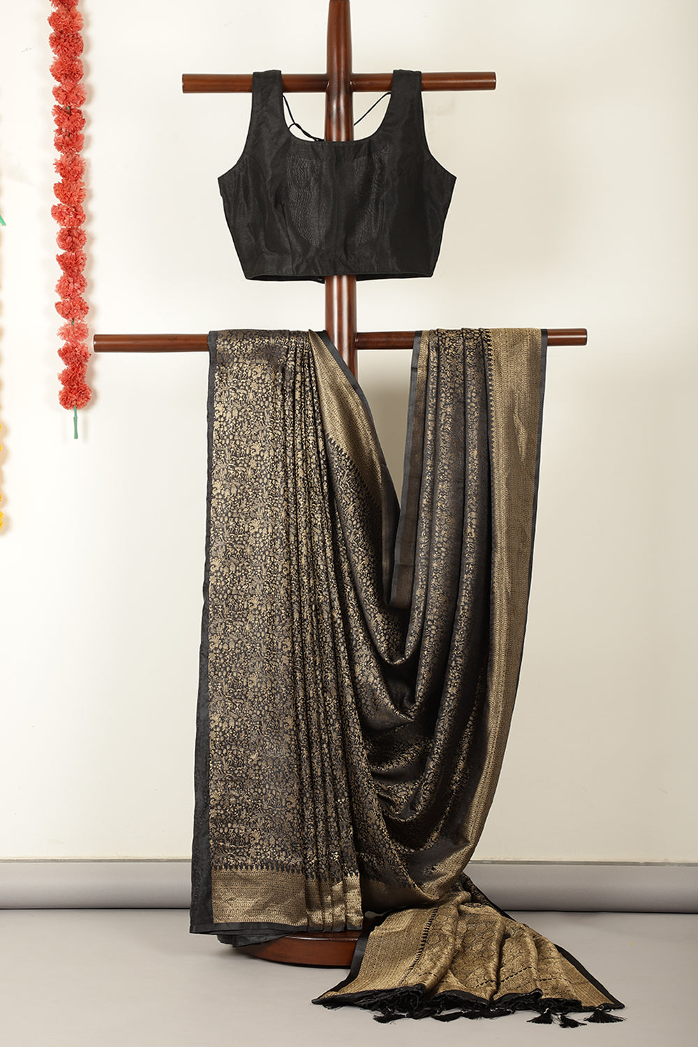 Black Zari Woven Soft Silk Saree