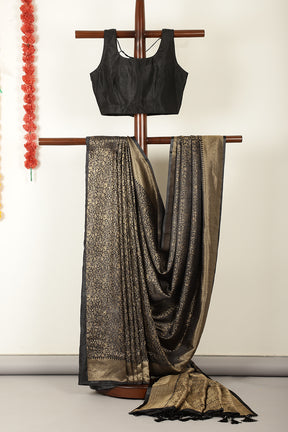 Black Zari Woven Soft Silk Saree
