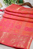 Coral Red Color Tussar Woven Silk Saree