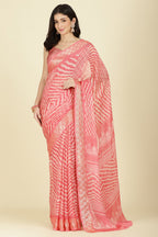 Pink Color Chiffon Leheriya Printed Saree