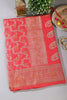 Coral Red Silk Floral Zaal Woven Banarasi Saree