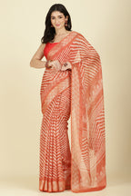 Orange Color Chiffon Leheriya Printed Saree