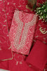 Fuchsia Red Cotton Digital Printed & Neck Embroidered Unstitched Suit