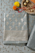 Sea Green Silk Zari Woven Unstitched Suit Material