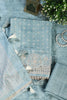Turquoise Tussar Cotton Printed And Reham Embroidered Unstiched Suit Material