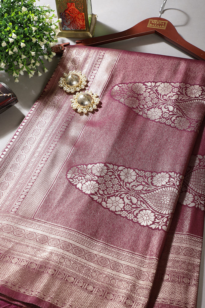 Wine Colour Soft Silk Zari Woven Saree