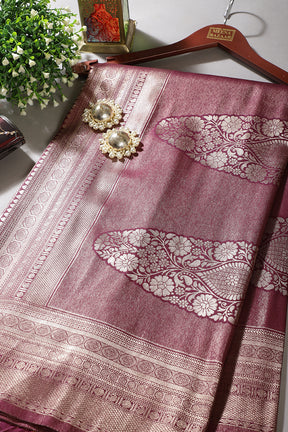 Wine Colour Soft Silk Zari Woven Saree